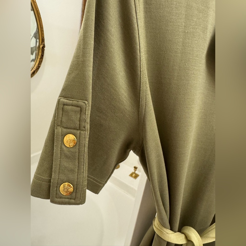 Celine Olive Green Midi Dress with Light Green Trim - Picture 5 of 5
